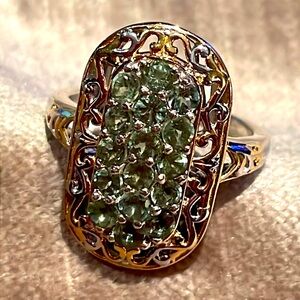 Tanzanian Natural Green Apatite Ring Size 6 925 Sterling Silver vermeil
